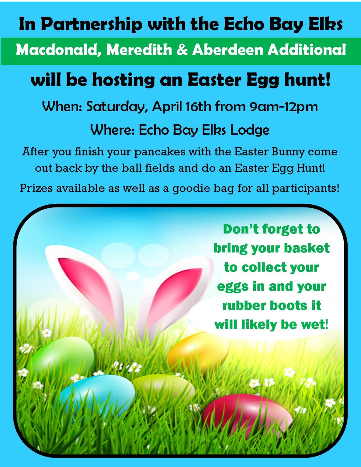 Easter Egg Hunt at the Elks Lodge Township of Macdonald, Meredith